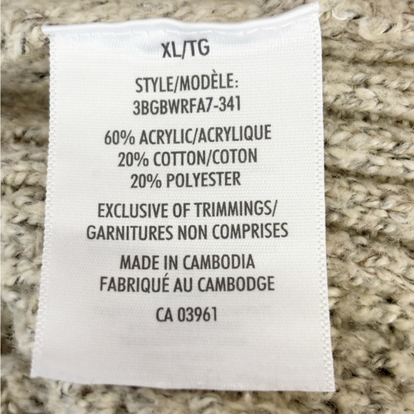 Wind River Chunky Waffle Knit Turtleneck Oatmeal XL - Neutral Cozy Sweater - Picture 6 of 9